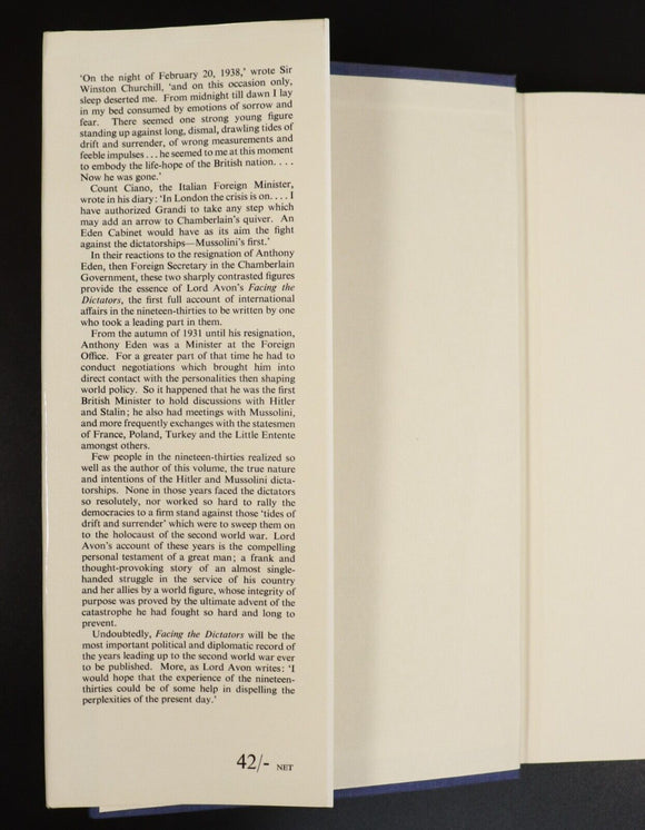 1962 The Eden Memoirs Facing The Dictators Military Book Earl Of Avon 1st Ed.