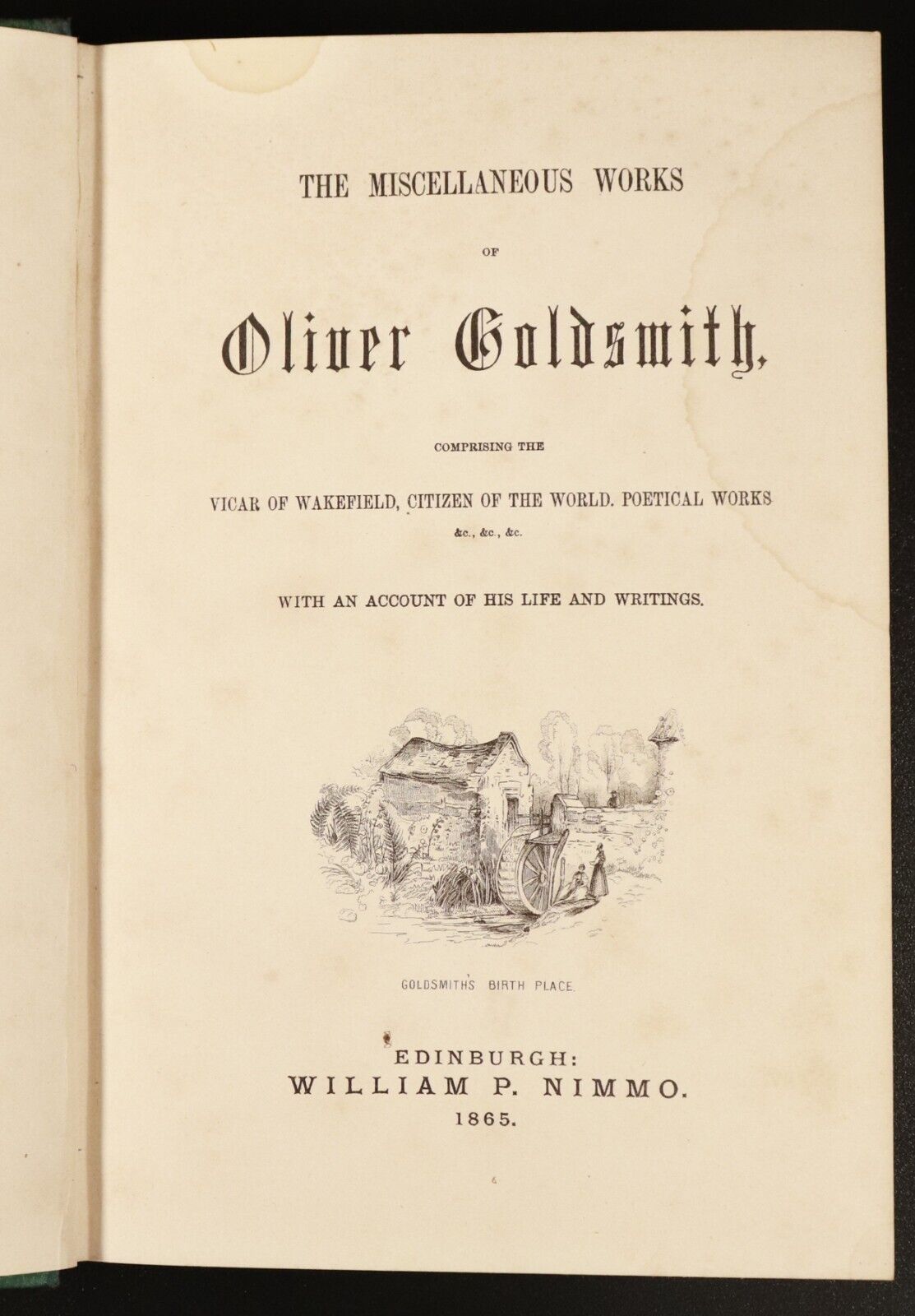 1865 Miscellaneous Works Of Oliver Goldsmith Antique British Literature Book