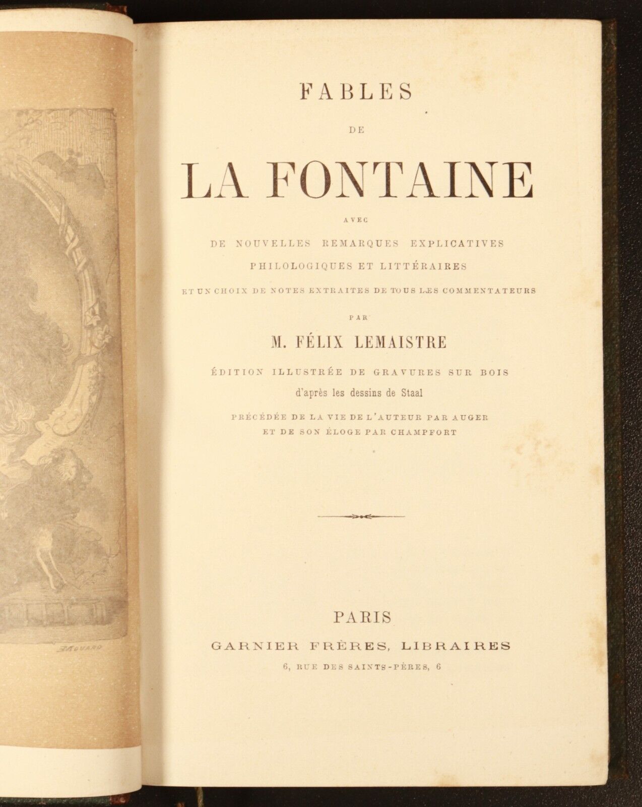 c1872 Fables De La Fontaine Antiquarian French Literature Book M Felix Lemaistre