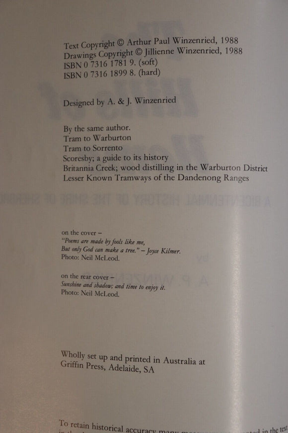 1988 The Hills of Home by AP Winzenried Australian Local History Book Belgrave