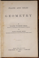 1895 Plane & Solid Geometry 1st Edition Antiquarian Mathematical Reference Book-2