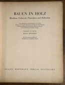 1933 Bauen In Holz by Hans Stolper Antique German Architecture Reference Book-2
