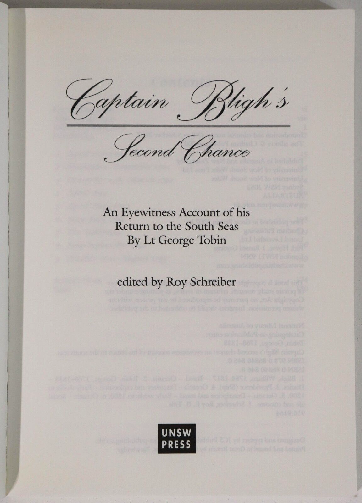 2007 Captain Bligh's Second Chance Australian Exploration History Book