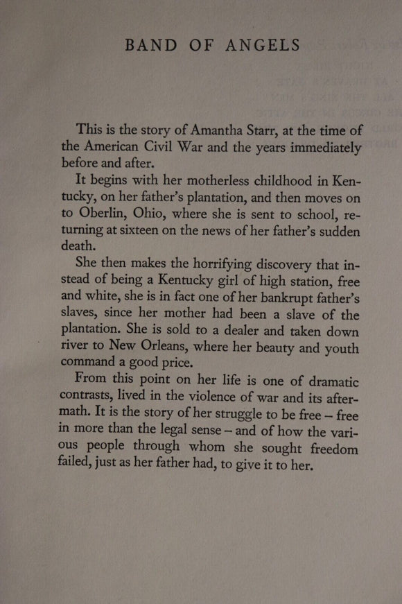 1956 Band Of Angels by Robert Penn Warren American Civil War Literature Book