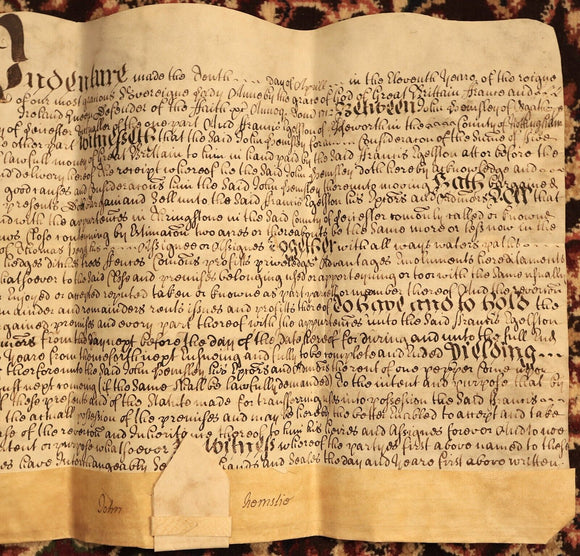 1712 Indenture Conveyance English Legal Document Manuscript Vellum Lease 10th