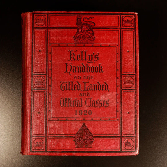 1920 Kellys Handbook Titled Landed Official Classes Antique British History Book