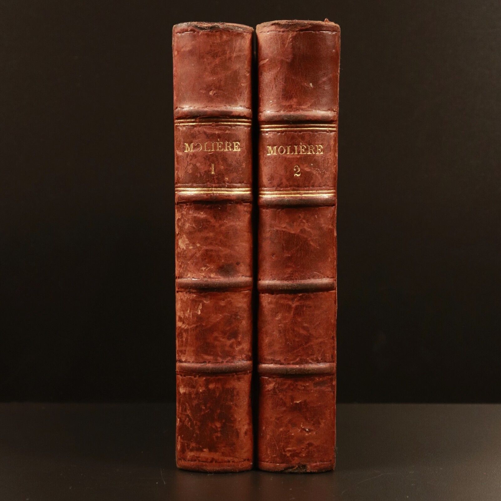 1853 2vol Oeuvres De Molière Antiquarian French Literature Books Fine Binding