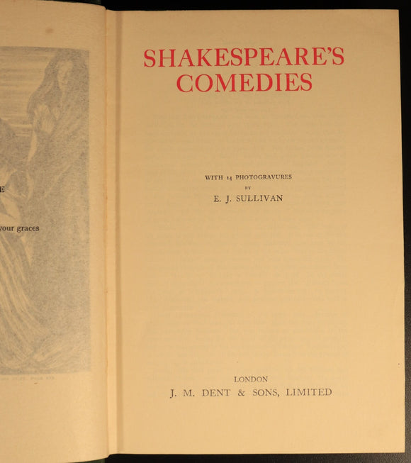 Shakespeare's Comedies, Histories & Poems 1950 Literature Books Illustrated