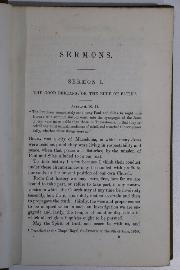 1855 Discourses On The Controversies Of The Day Antique Religious History Book