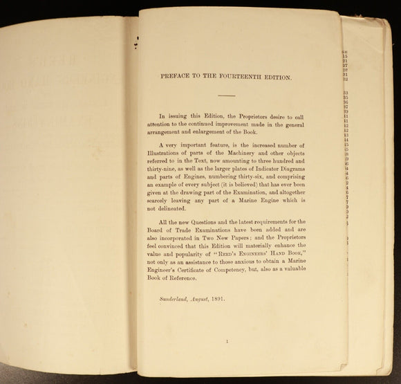 1891 Reed's Engineers Handbook Marine Board WH Thorn Antique Engineering Book