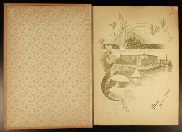 1902 Antique Swedish Brefkorts Postcard Album 146 Postcards & Photos Included