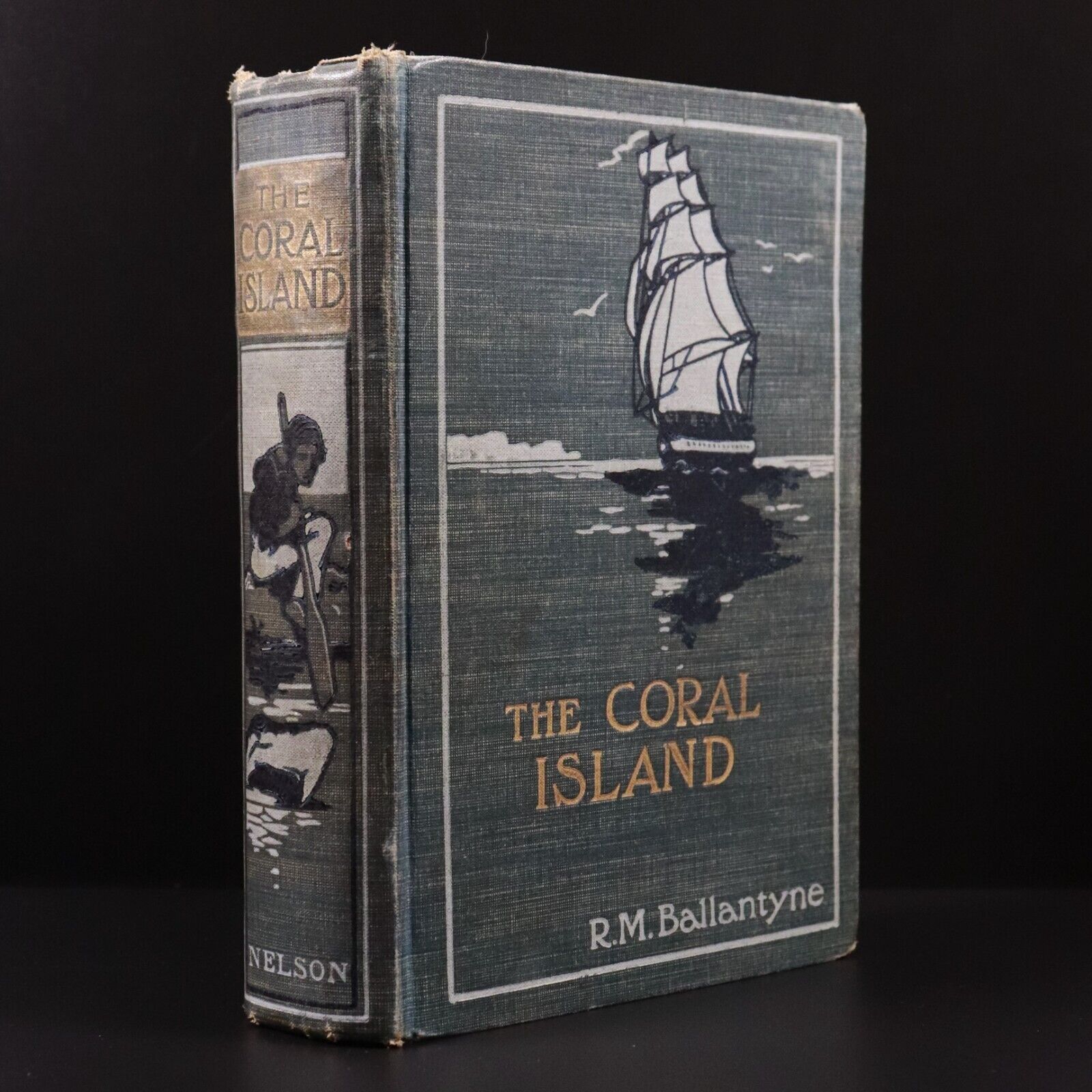 1905 The Coral Island by R.M. Ballantyne Antique Scottish Fiction Book