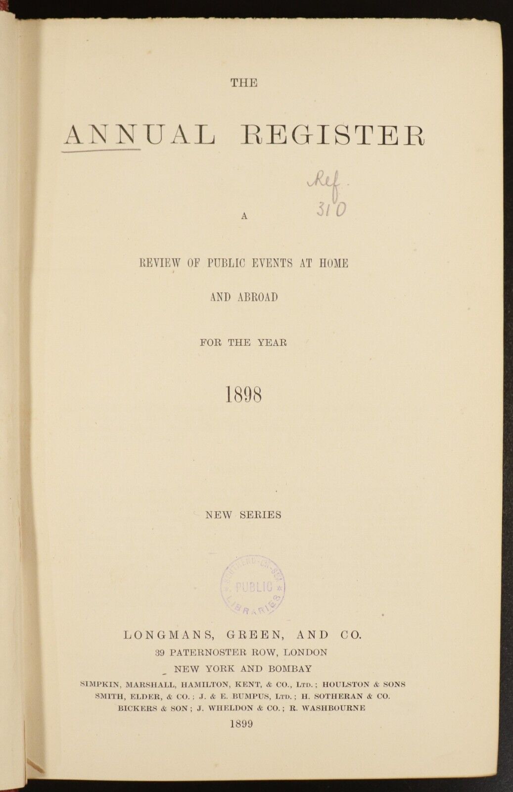 1899 The Annual Register For The Year 1898 Antique British History Book - 0