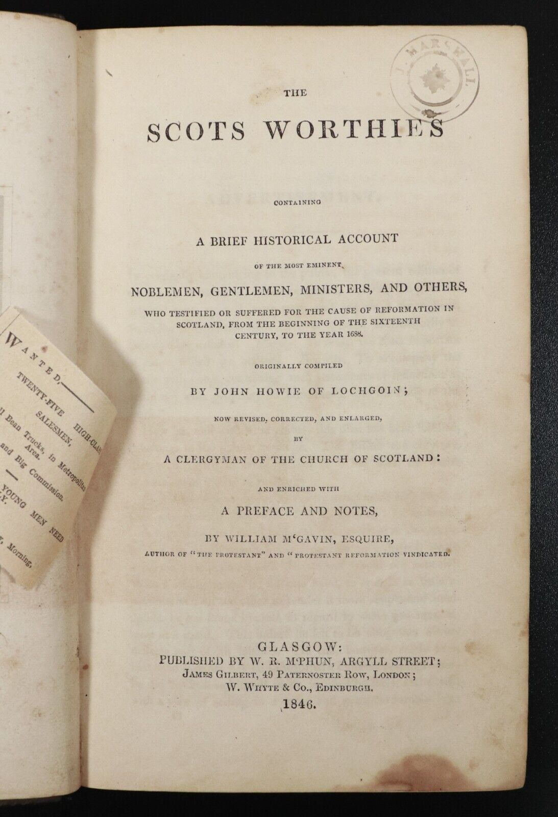 1846 The Scots Worthies by John Howie Antiquarian Scottish History Book Leather