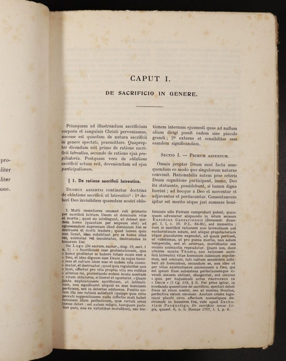 1924 Mysterium Fidei by M. de la Taille Latin Theology Book Vellum Binding