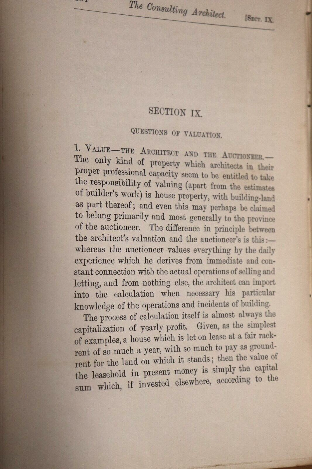 1886 The Consulting Architect by Robert Kerr Antique Architecture Reference Book