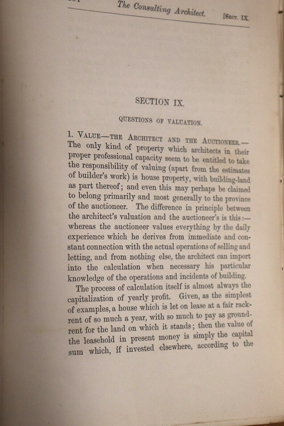 1886 The Consulting Architect by Robert Kerr Antique Architecture Reference Book
