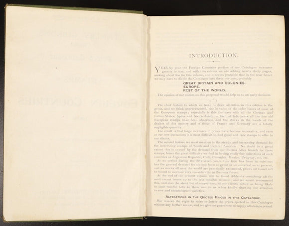 1914 Stanley Gibbons Priced Catalogue Of Stamps Antique Reference Book
