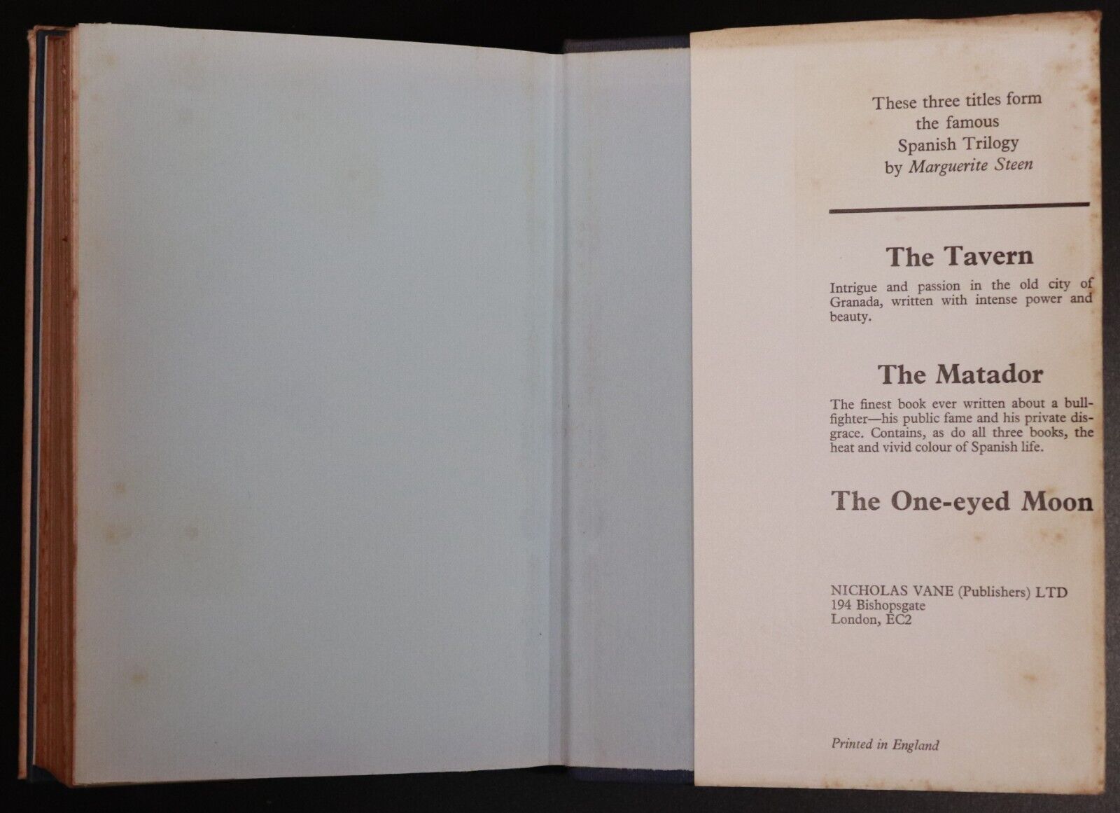 1964 The One-Eyed Moon nu Margeurite Steen British Fiction Book