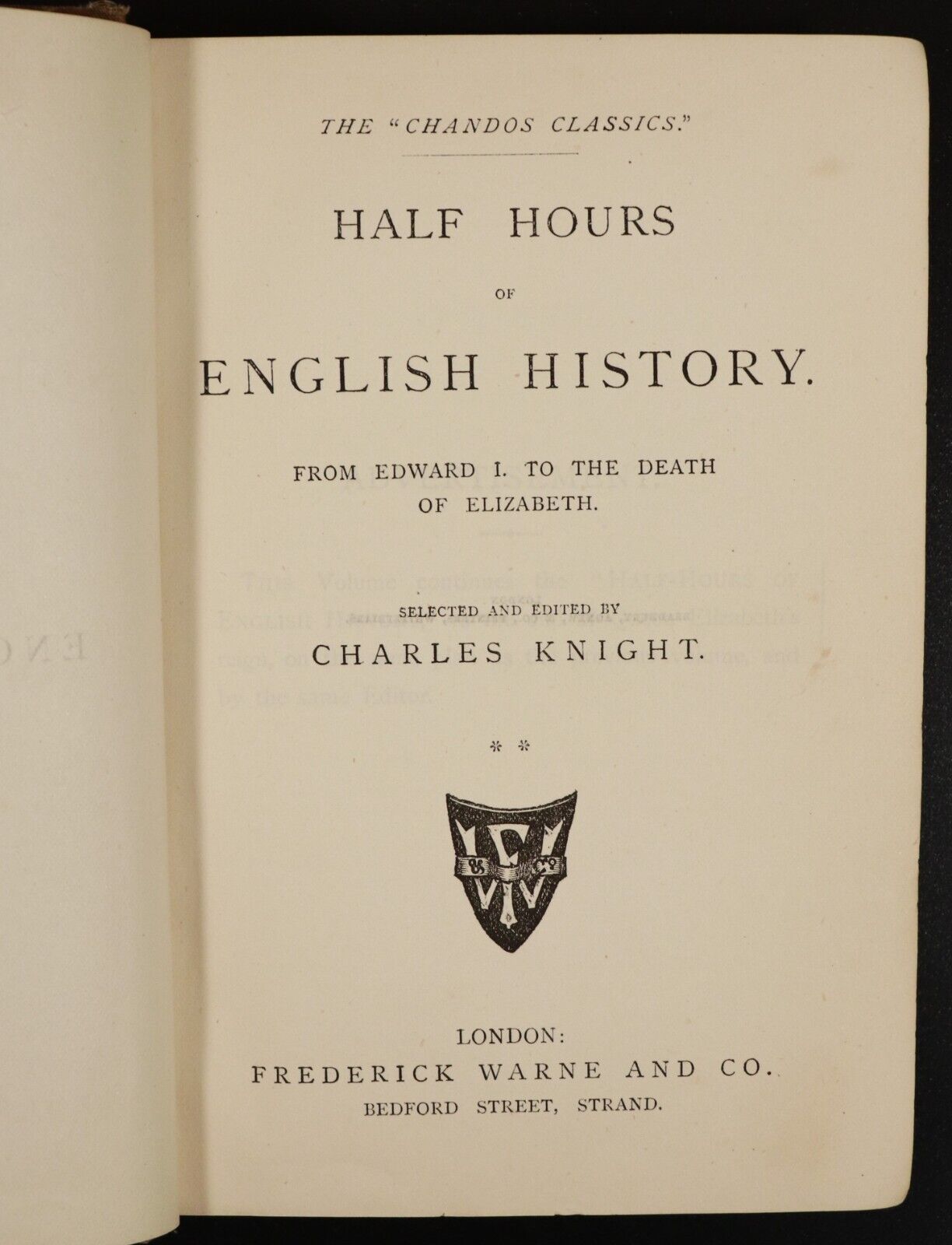 c1885 Half Hours Of English History by Charles Knight Antique History Book - 0