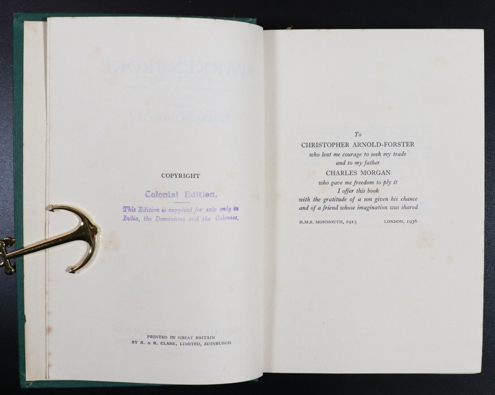 1936 Sparkenbroke by Charles Morgan Antique Classic Fiction Book 1st Ed Colonies