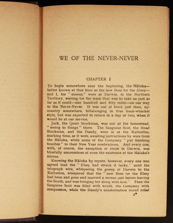 c1920 We Of The Never-Never by Mrs Aeneas Gunn Antique Australian Fiction Book