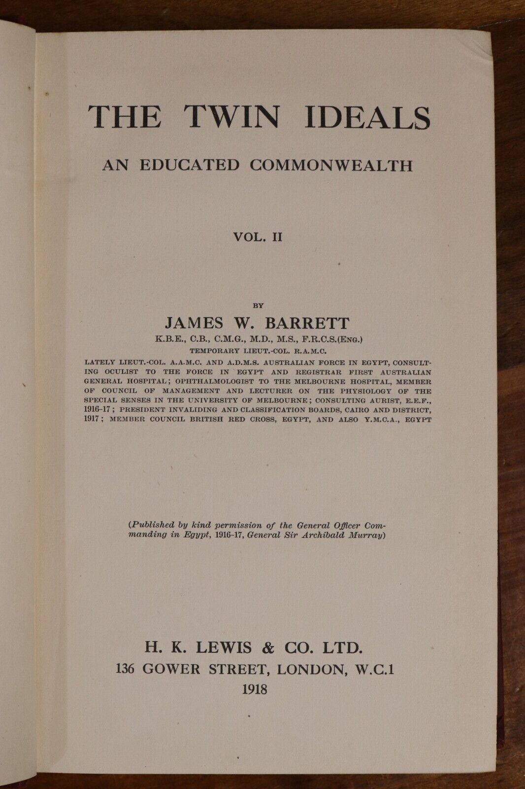 1918 The Twin Ideals: An Educated Commonwealth Australian History Book Set