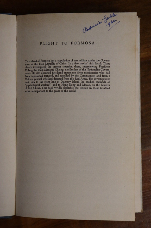 1958 Flight To Formosa by Frank Clune 1st Ed. Australian Travel History Book