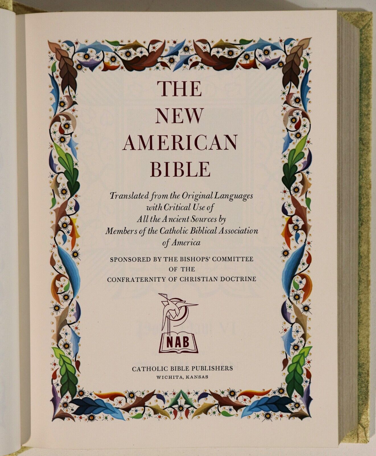 1972 The New American Bible: Kansas Vintage Bible Theology Book