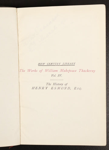 1904 3vol The Works of W.M. Thackeray Antique Fiction Books New Century Library - 0