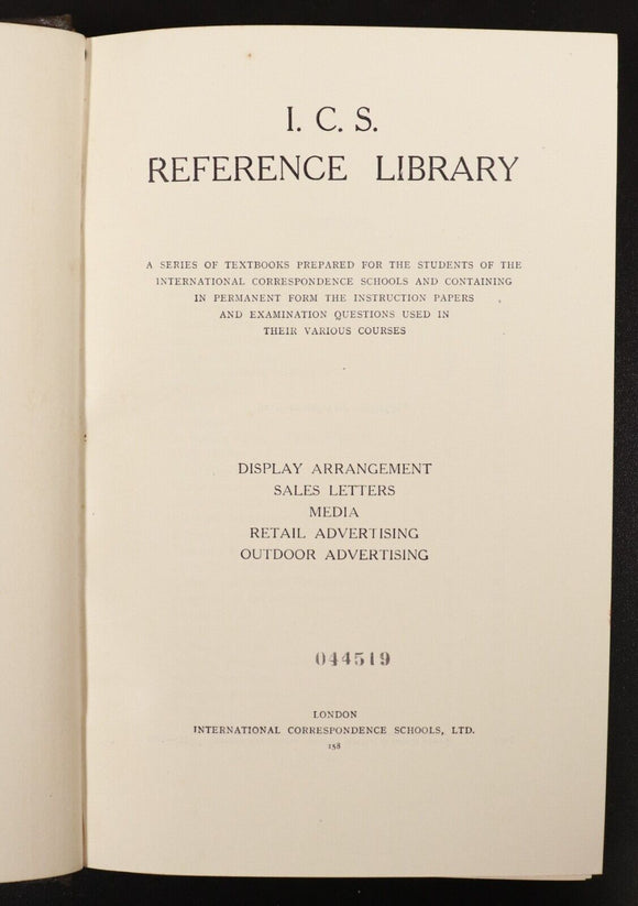 c1930 3vol I.C.S. Reference Library: Advertising - Antique Marketing Book Set