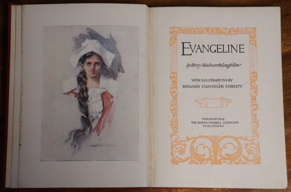 1906 Evangeline by Henry Longfellow Illustrated Antique American Poetry Book