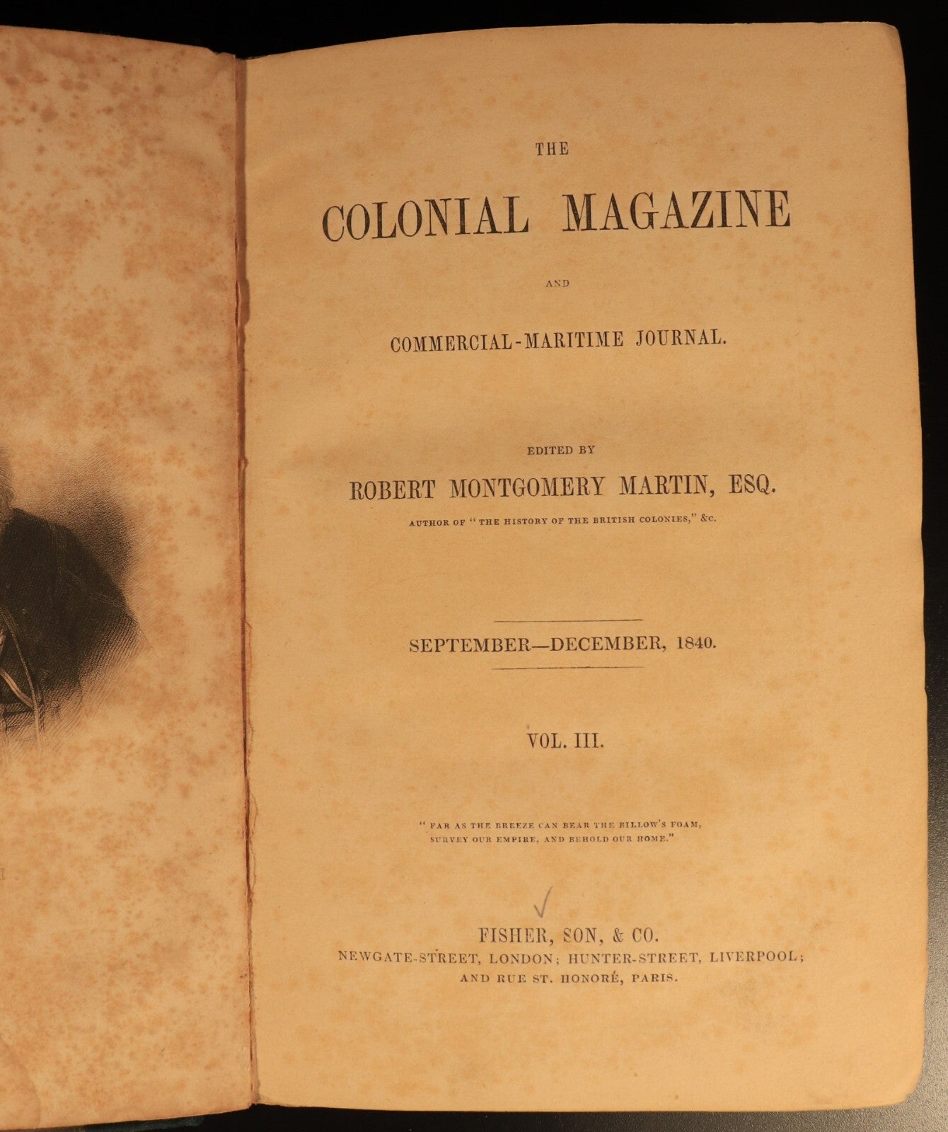 1840 The Colonial Magazine Commercial etc Antiquarian Australian History Book