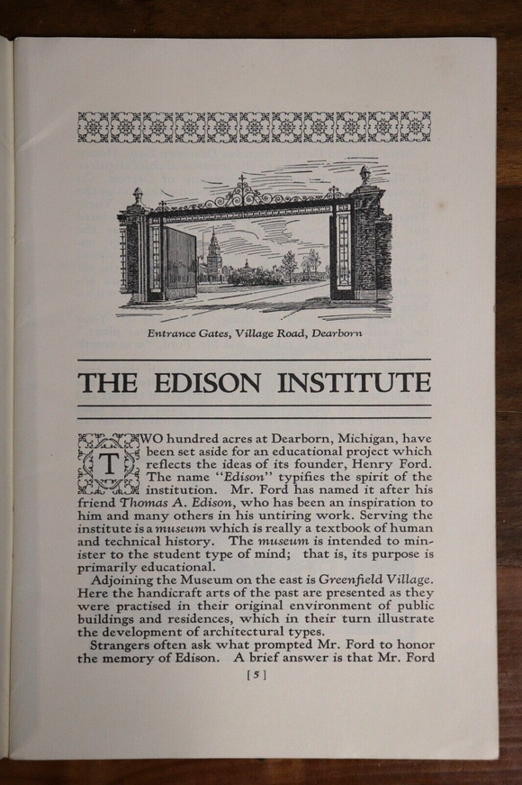 1941 A Guide Book For The Edison Institute Museum American History Book