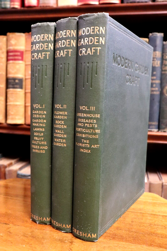 1936 3vol Modern Garden Craft by AJ Cobb Antique Gardening Reference Book Set