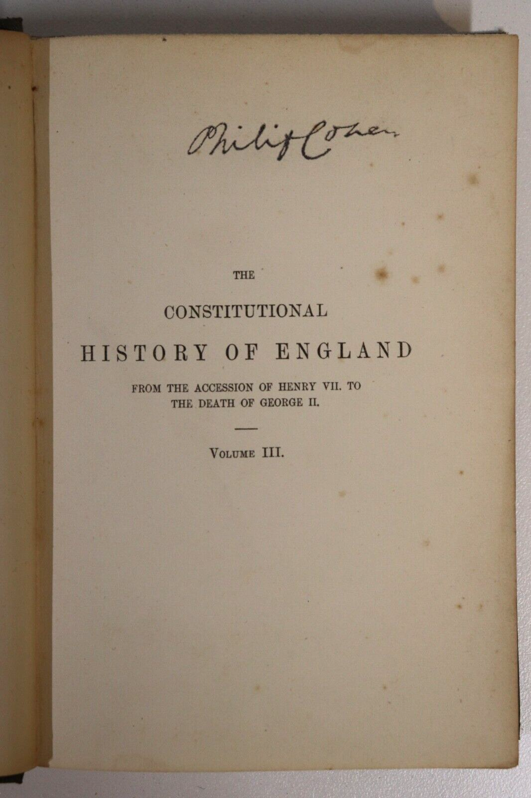 1872 The Constitutional History Of England  Hallam Antique British History Book