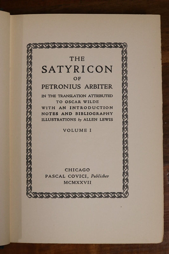 1927 2vol The Satyricon Of Petronius Arbiter Antique Greek Latin Book Set