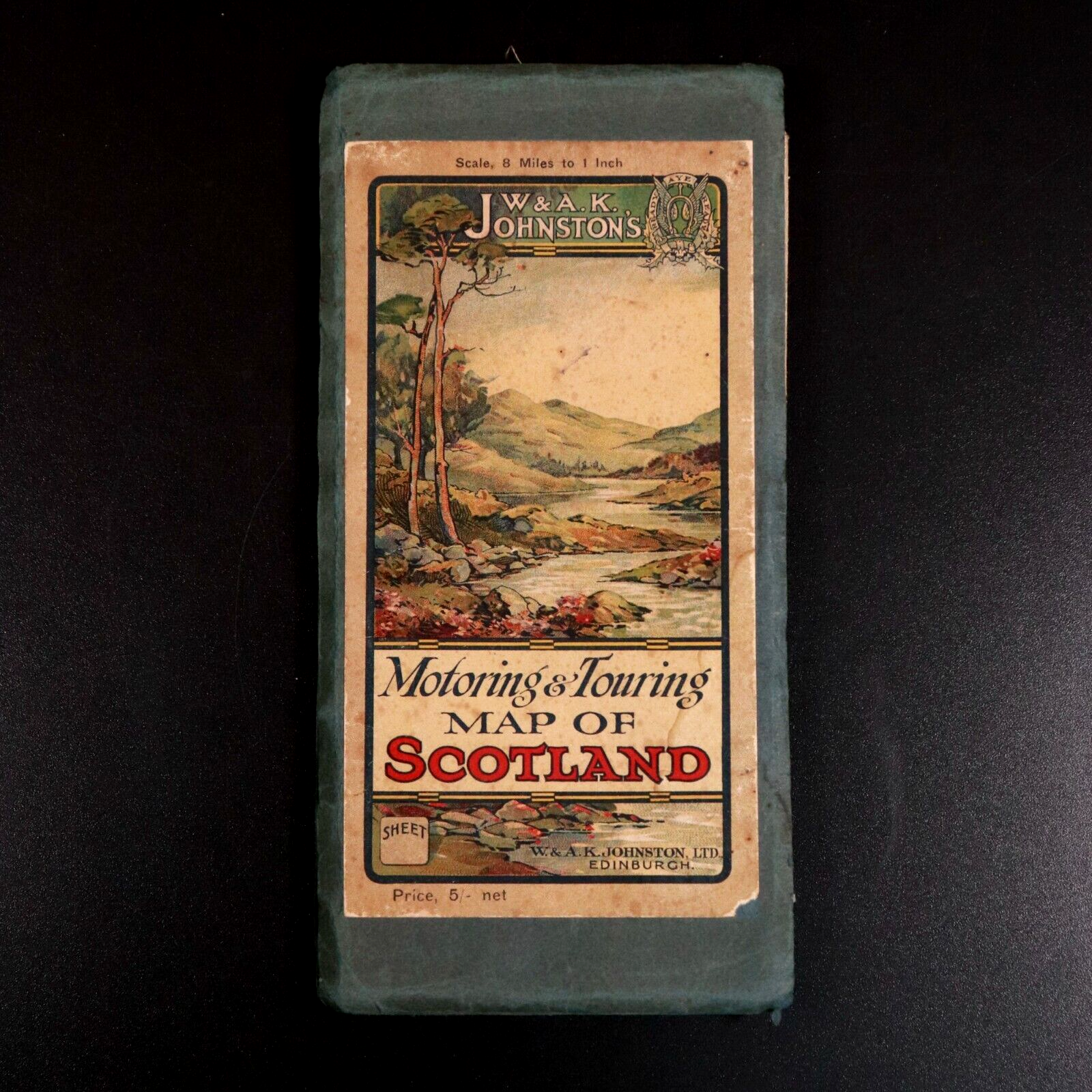 c1930 Johnston's Motoring & Touring Map Of Scotland Antique Map Travel Book