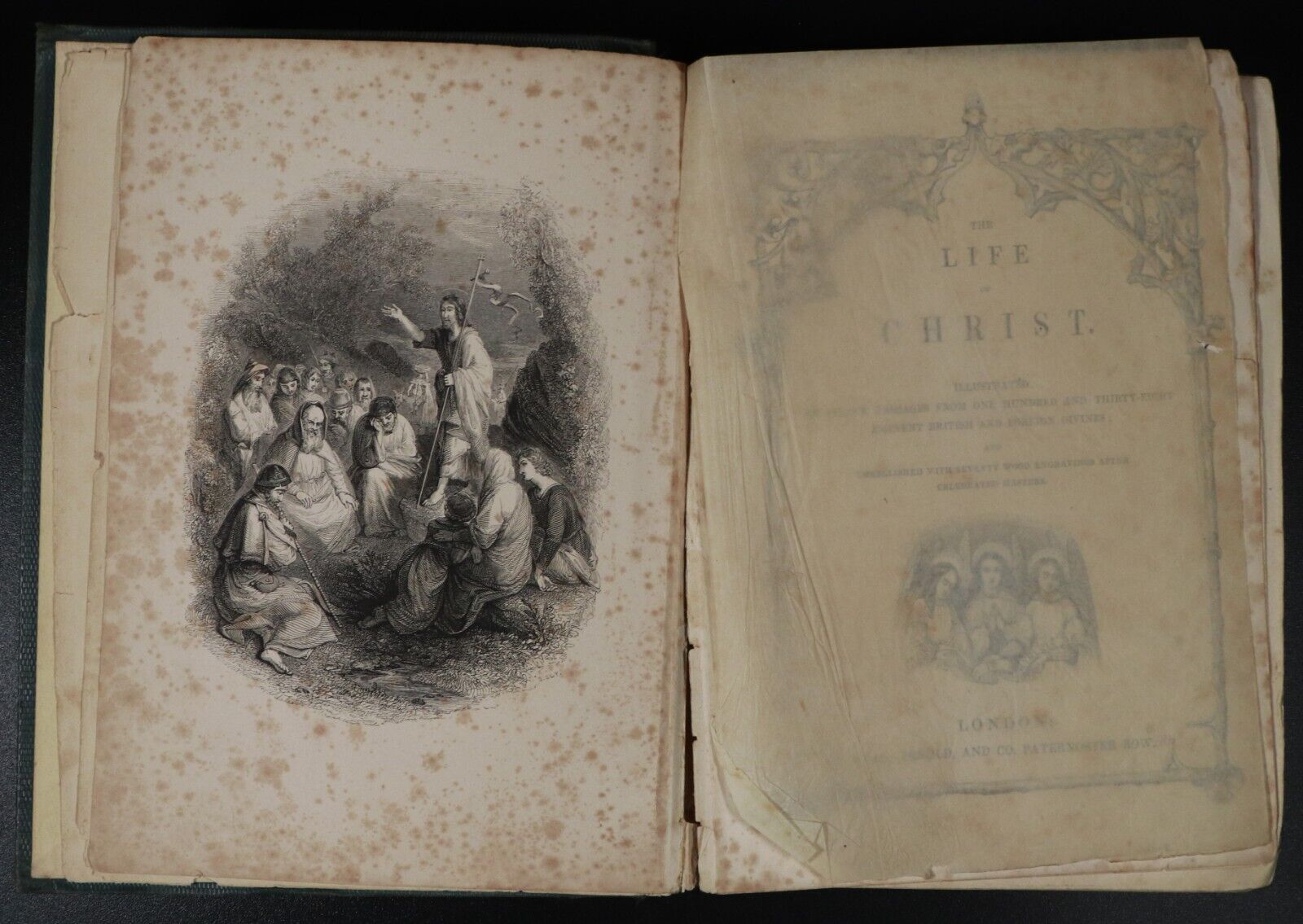 c1875 The Life Of Christ Illustrated Antique Theology Book Wood Engravings