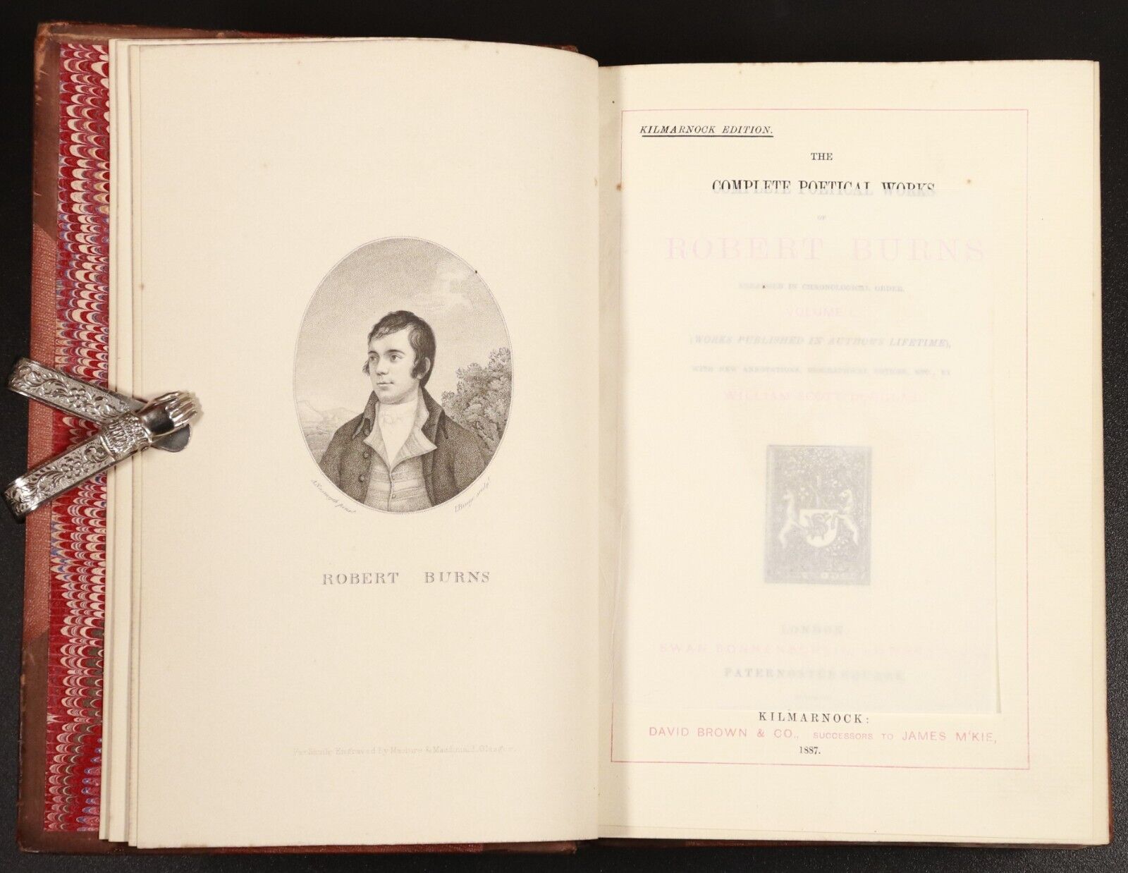 1887 2vol Poetical Works Of Robert Burns Antique History Book Set Leather Bind