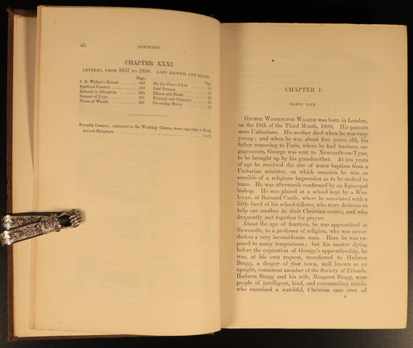 1862 Life Of George W. Walker of Hobart Town Antiquarian Australian History Book