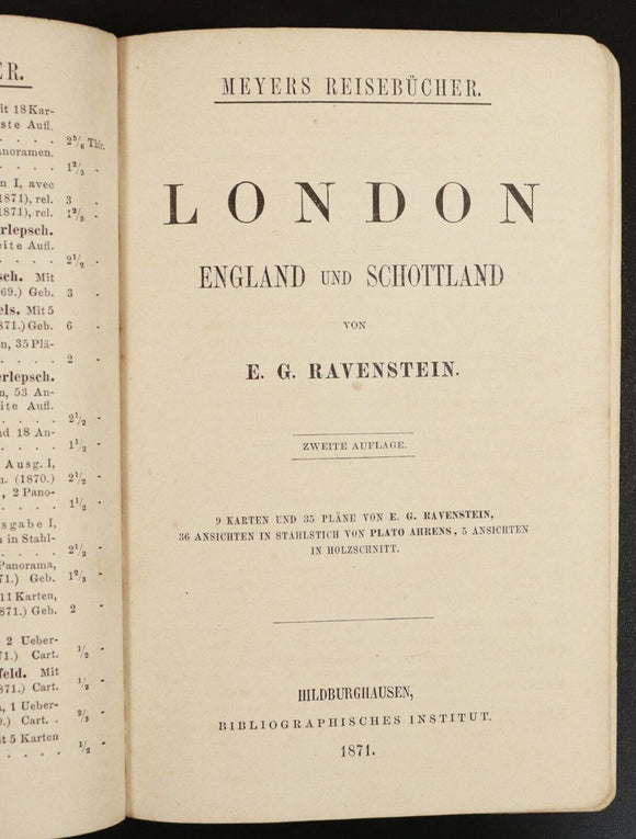 1871 London England und Schottland by Ravenstein Antiquarian Travel Guide w/Maps