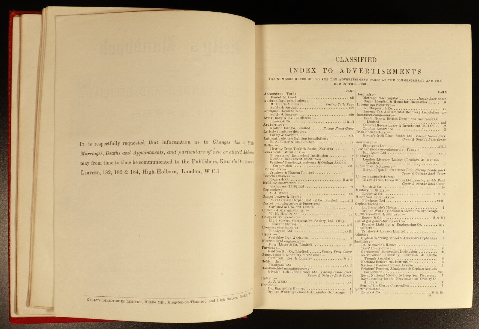 1920 Kellys Handbook Titled Landed Official Classes Antique British History Book