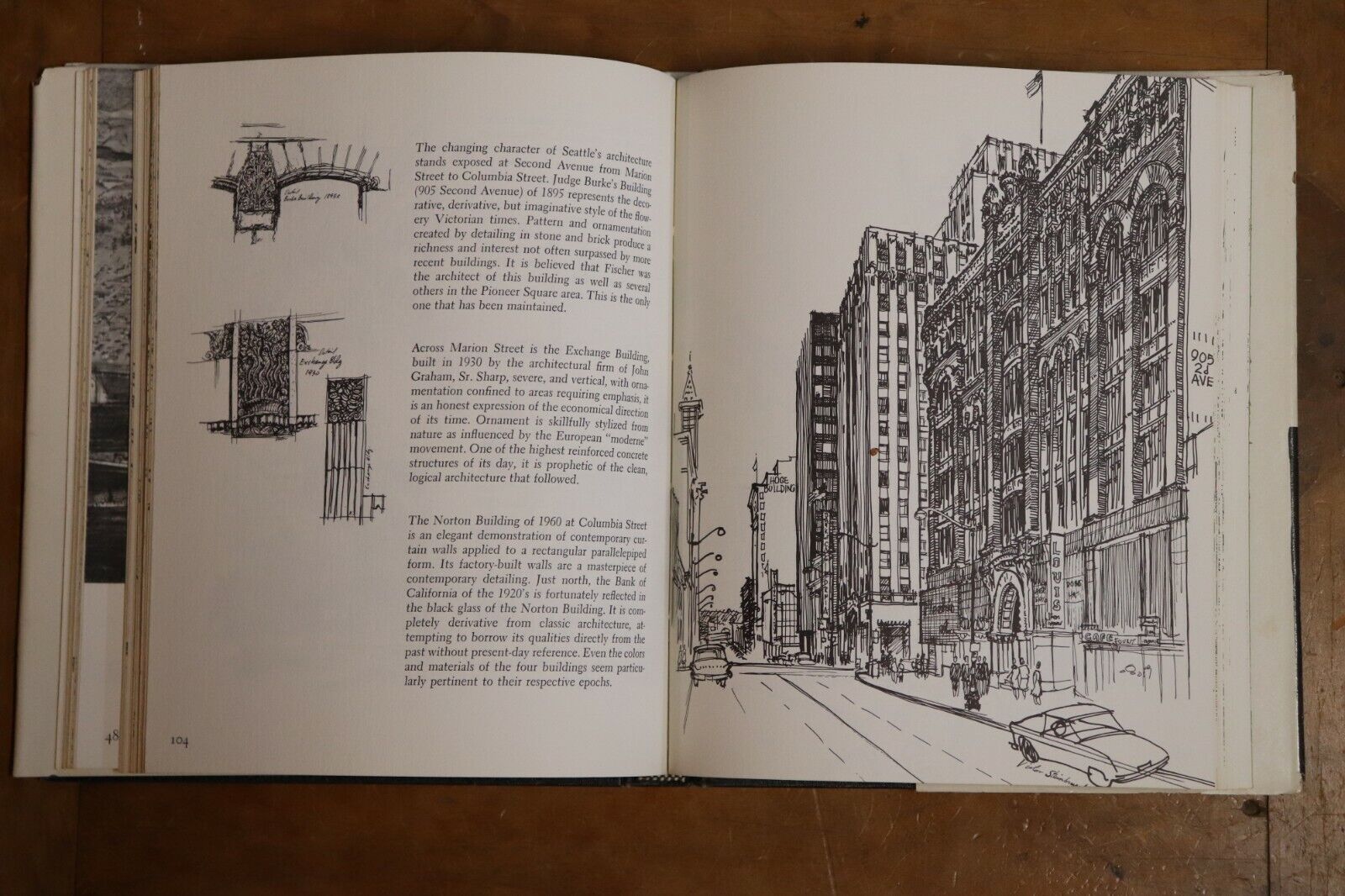 1963 Seattle Cityscape by Victor Steinbrueck Vintage Architecture Book