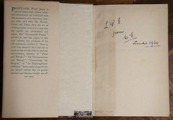 1934 Unscientific Excursions by Frederic Wood Jones Antique Science Book 1st Ed