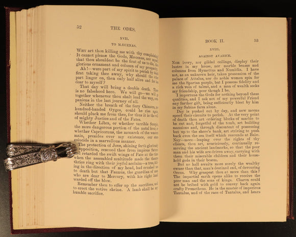 1893 The Works Of Horace Antique Roman Literature Book Poetry Quintus Flaccus