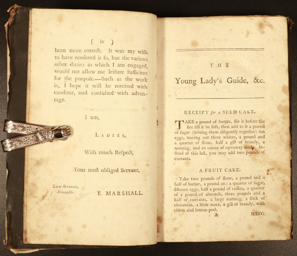 1777 Young Ladies Guide In Art Of Cookery Rare Antiquarian Cook Book + Recipes