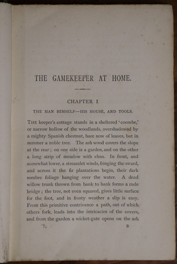 1889 The Gamekeeper At Home by R Jefferies Antique Natural History Book
