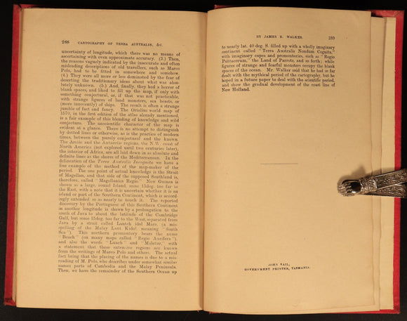 1902 Early Tasmania Papers by J.B. Walker Antique Australian History Book 1st Ed