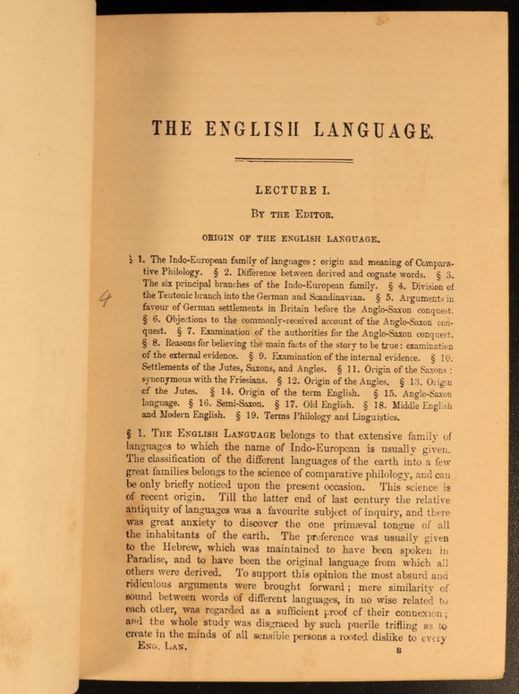 Lectures On The English Language by George P Marsh 1880 Antique Reference Book